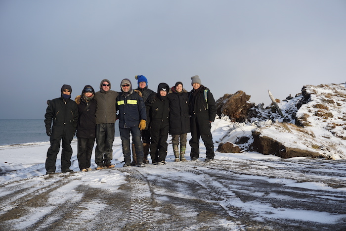 Figure 3. Members of the Permafrost Coastal Erosion RCN and Permafrost Coastal Systems Network during a visit to Utqiagvik in October 2018. Photo courtesy of Ming Xiao.