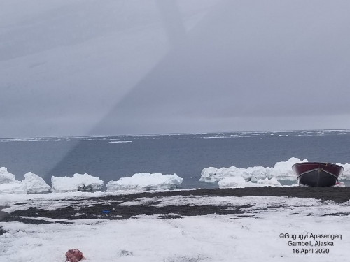 Nearshore ice conditions in Gambell.