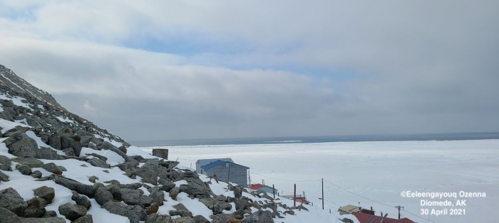 Sea ice and weather coniditions at Diomede - view 3.