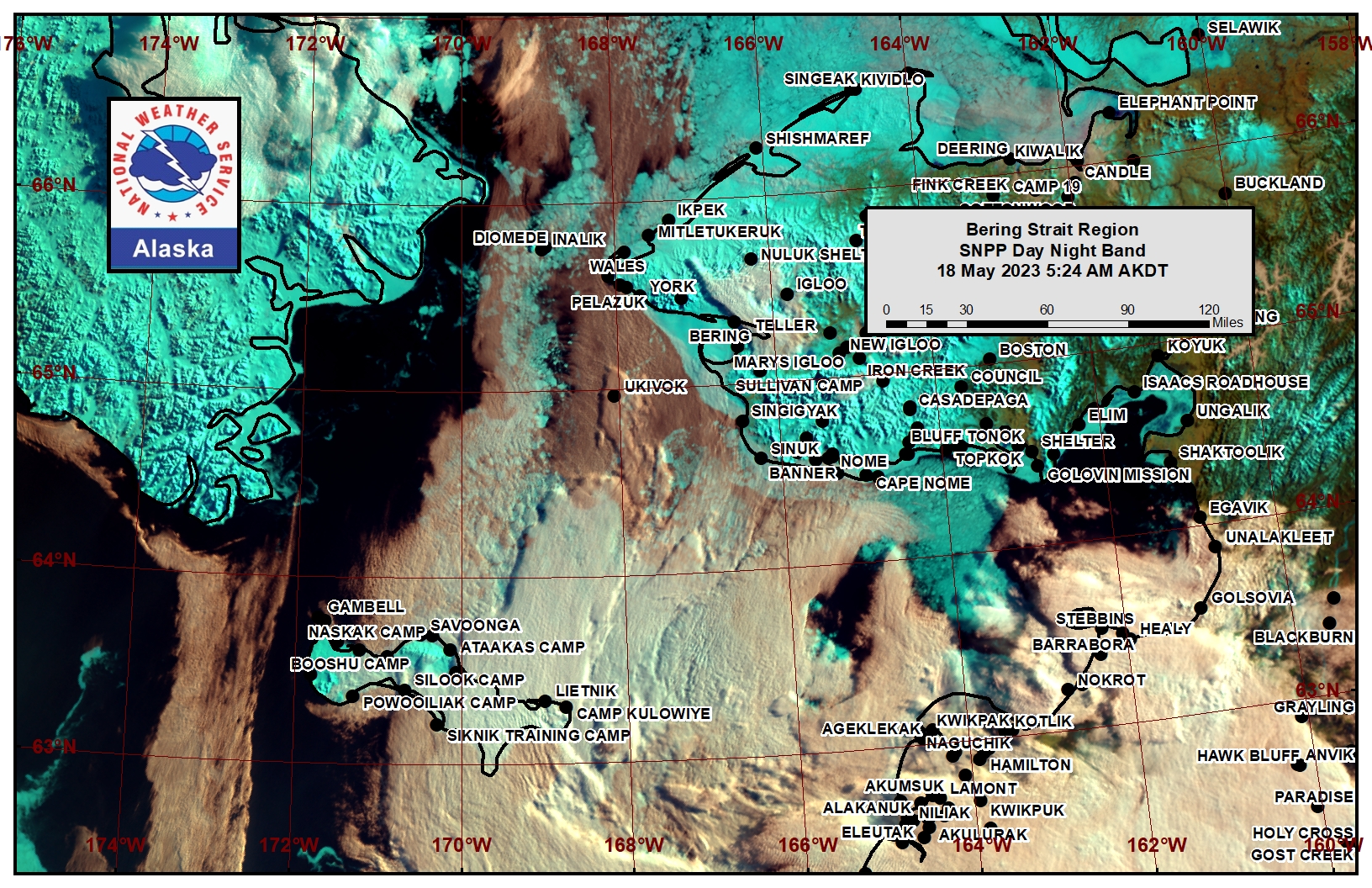 Bering Strait Area Satellite Image