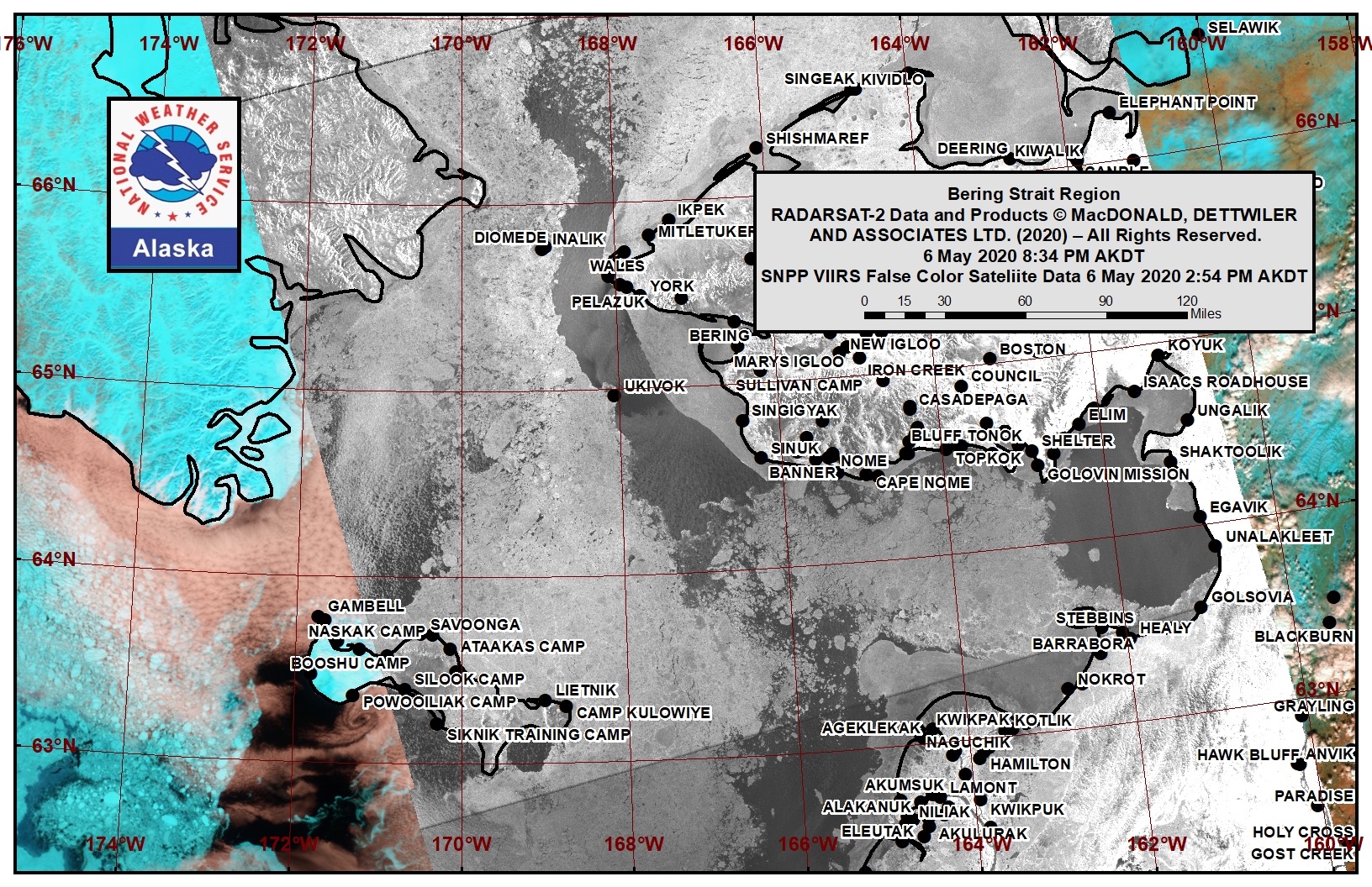 Bering Strait satellite image