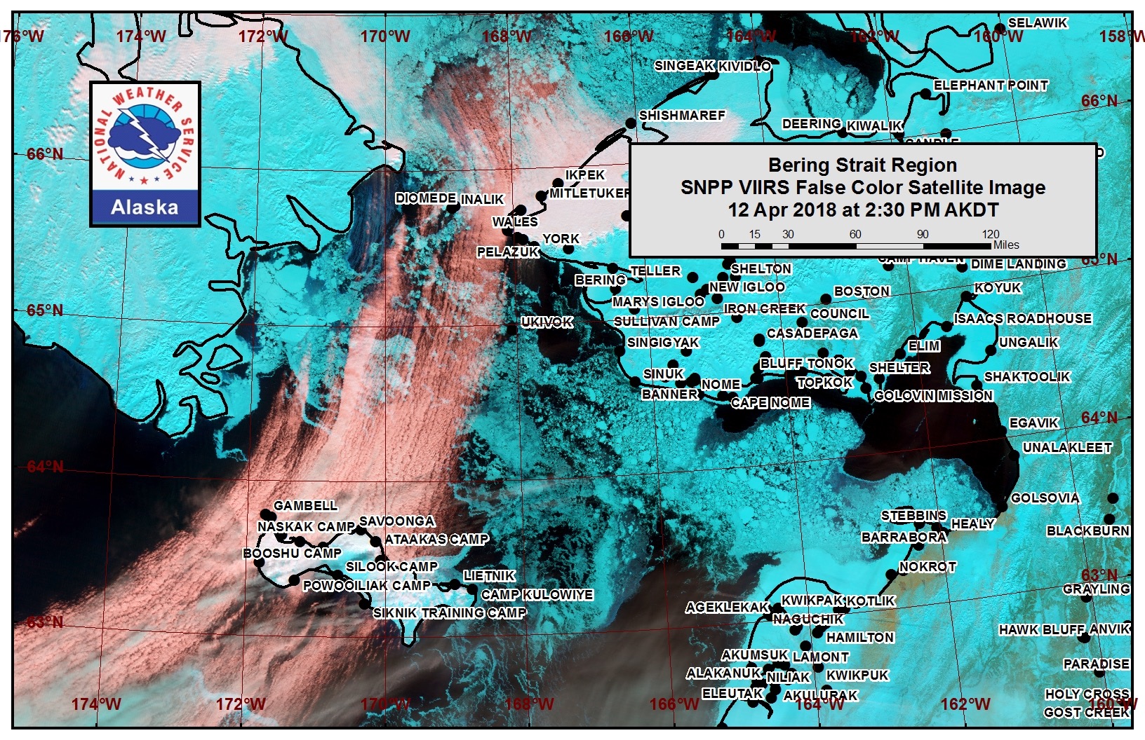 Bering Strait satellite image