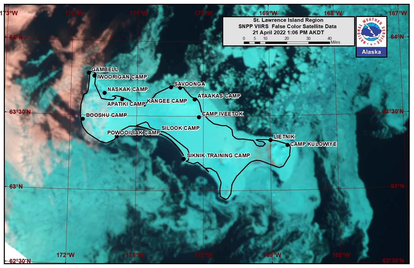 St. Lawrence Island Area Satellite Image