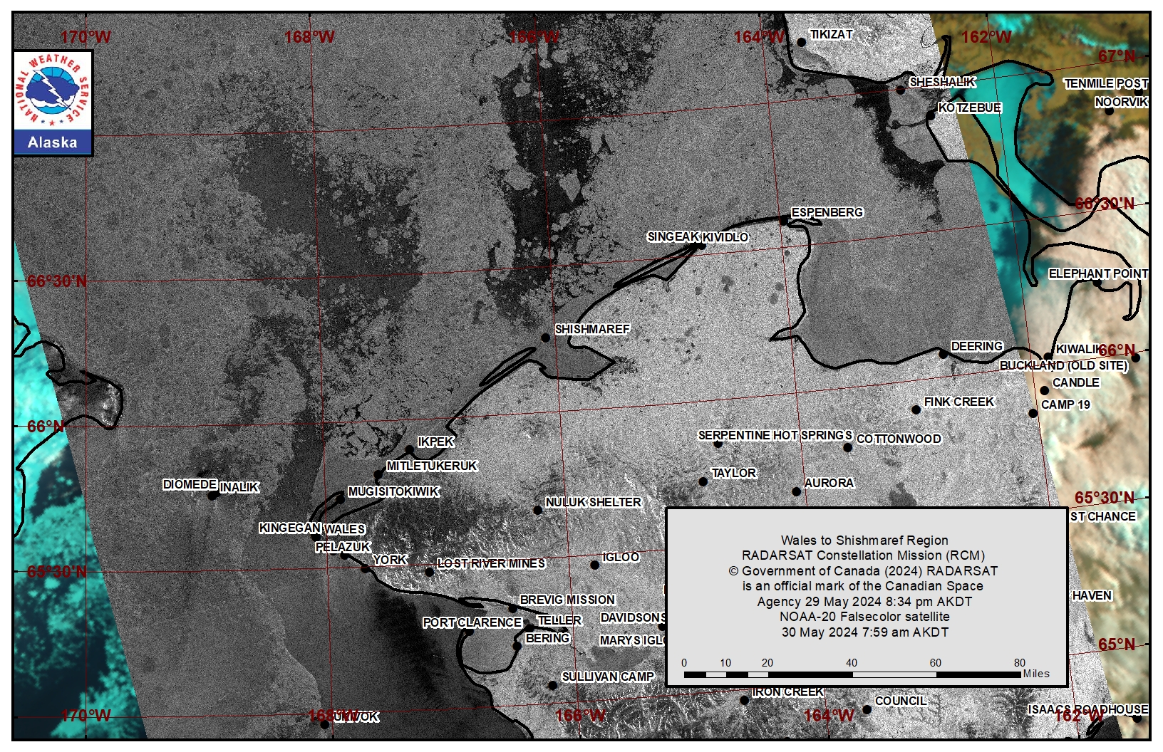 NWS Wales to Shishmaref Area Satellite Image