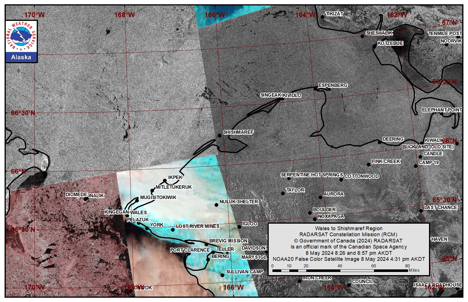 NWS Wales to Shishmaref Area Satellite Image