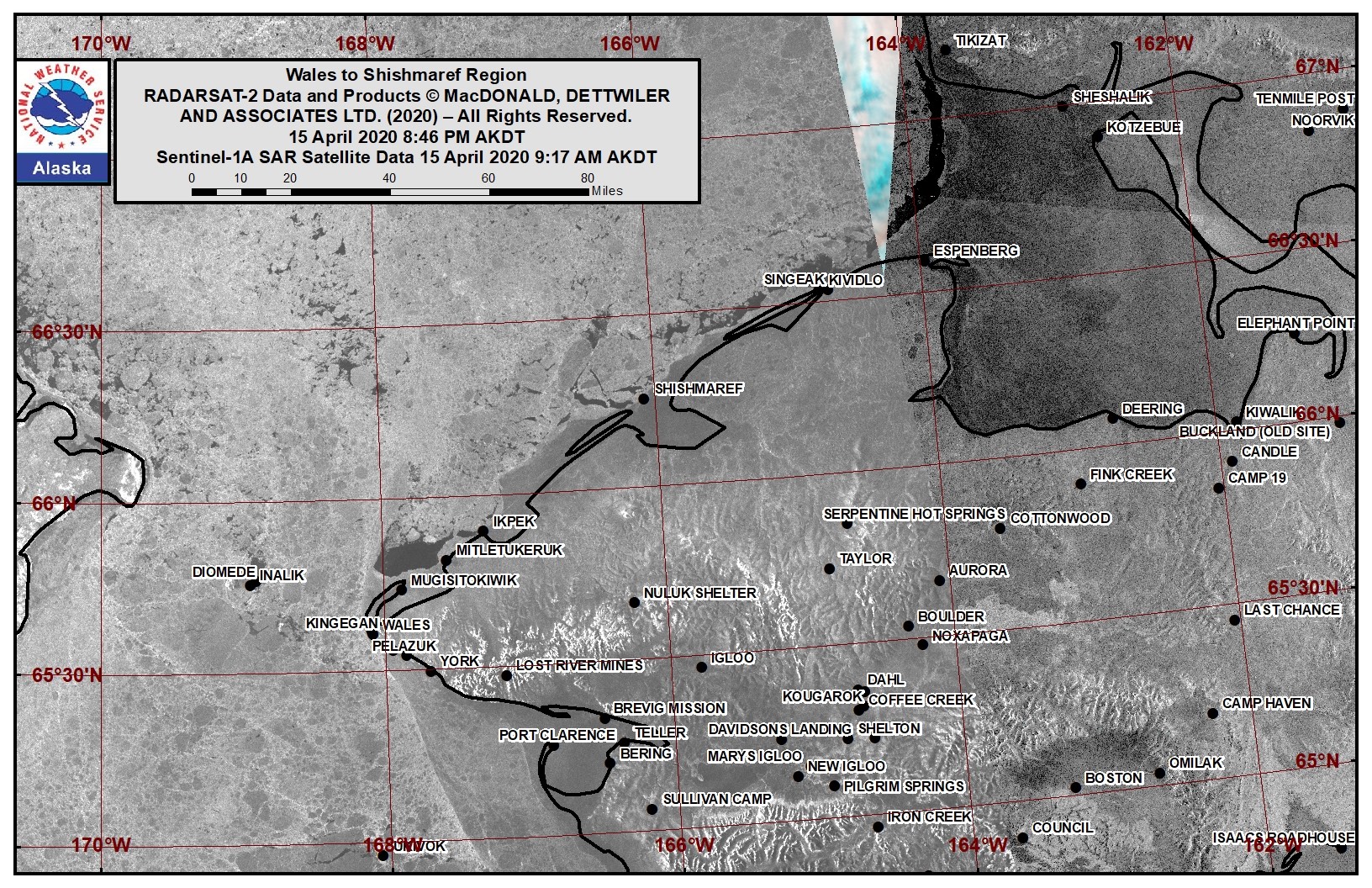 Wales to Shishmaref satellite image