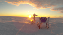 Eddy covariance tower in Atqasuk, Alaska with a de-icing system allowing for continuous year-round data collection. Photo courtesy of Zona lab, San Diego State University.